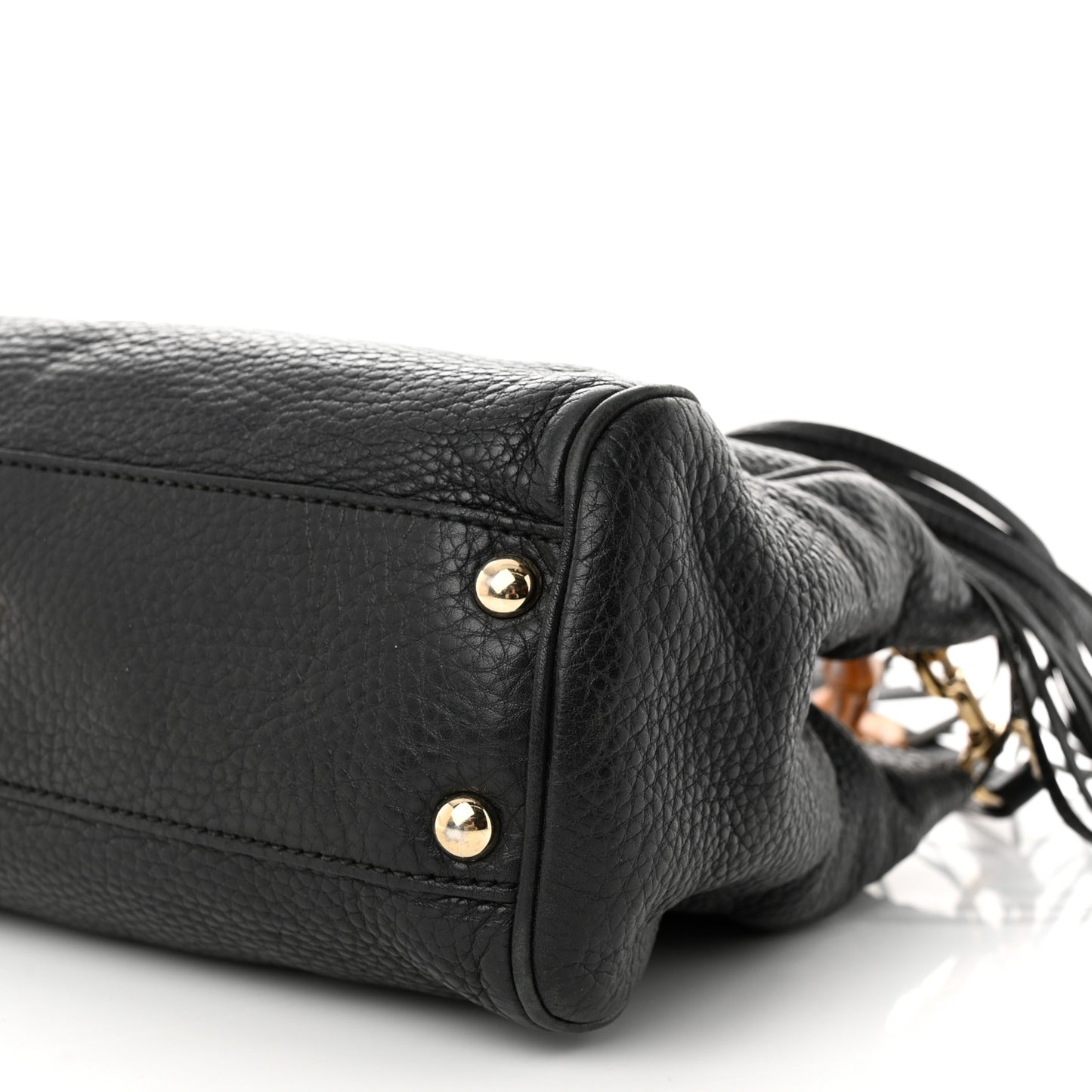 Calfskin Small Bamboo Shopper Tote Black