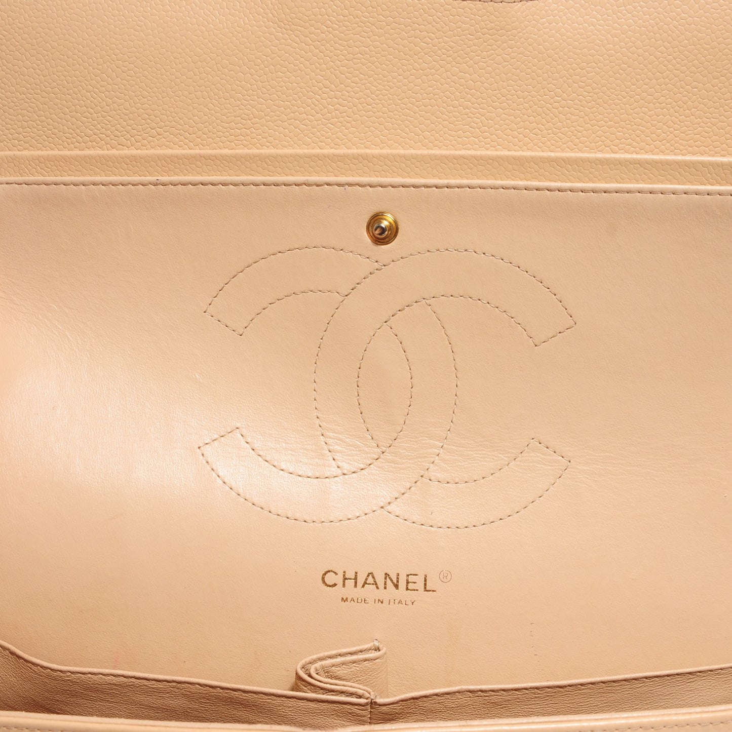 Caviar Quilted Jumbo Double Flap Beige Clair
