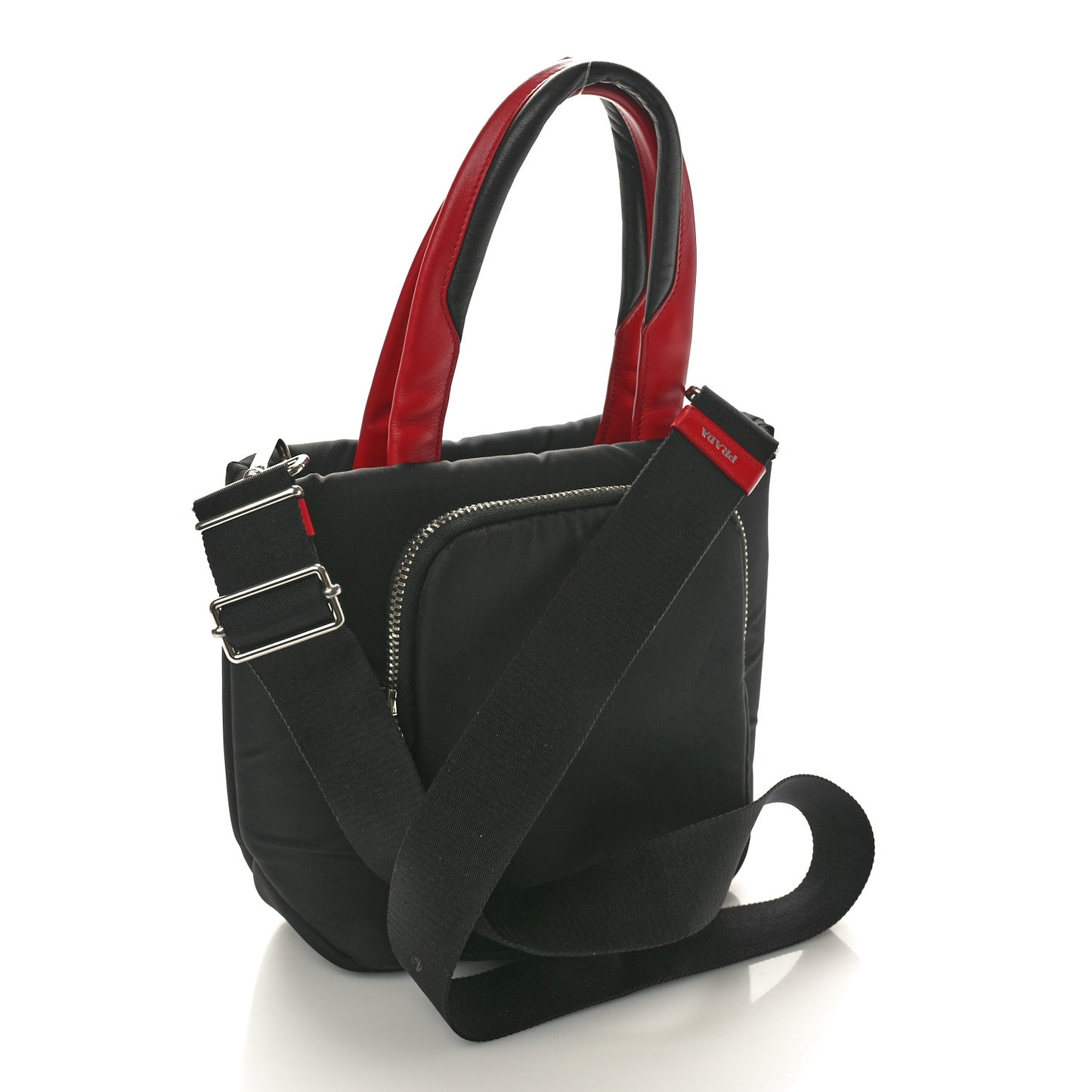 Tessuto Nylon Pocket Small Cargo Tote Black Rosso