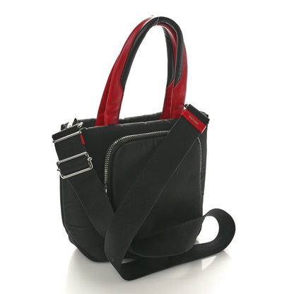 Prada Tessuto Nylon Pocket Small Cargo Tote Black Rosso 4 of 10