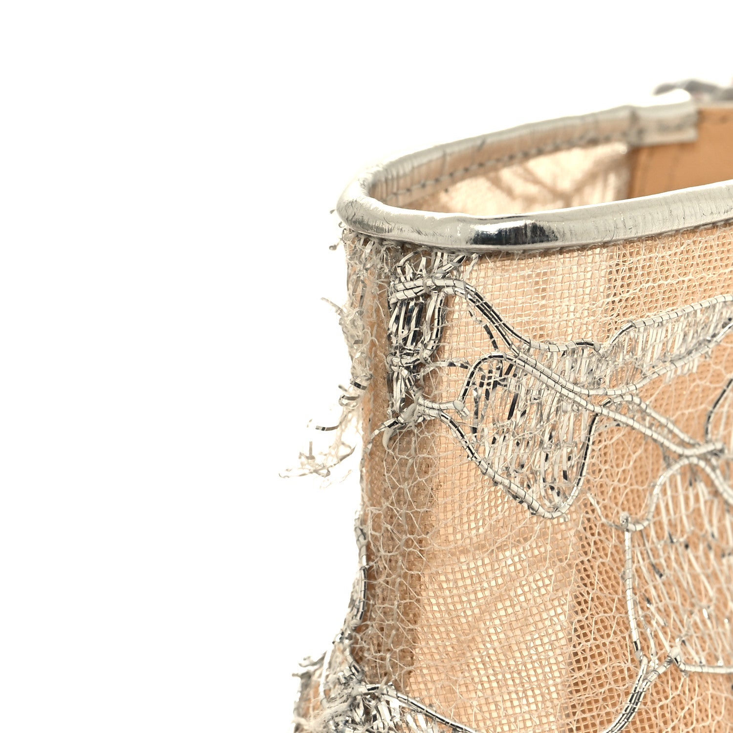 Christian Louboutin Lace Lurex Specchio Gipsybootie 100 Ankle Boots 39 Silver 9 of 10