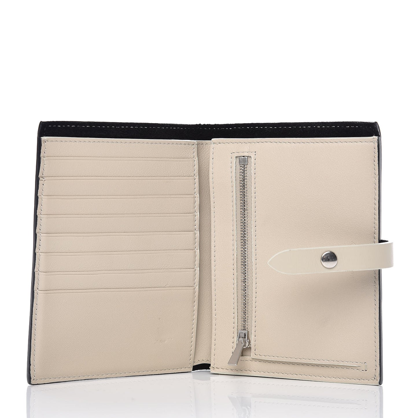 Grained Calfskin Medium Multifunction Strap Wallet Black Chalk