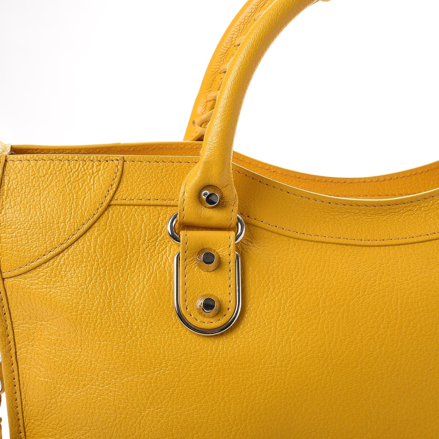 Balenciaga Chevre Silver Metallic Edge Hardware City Jaune Epi 10 of 13