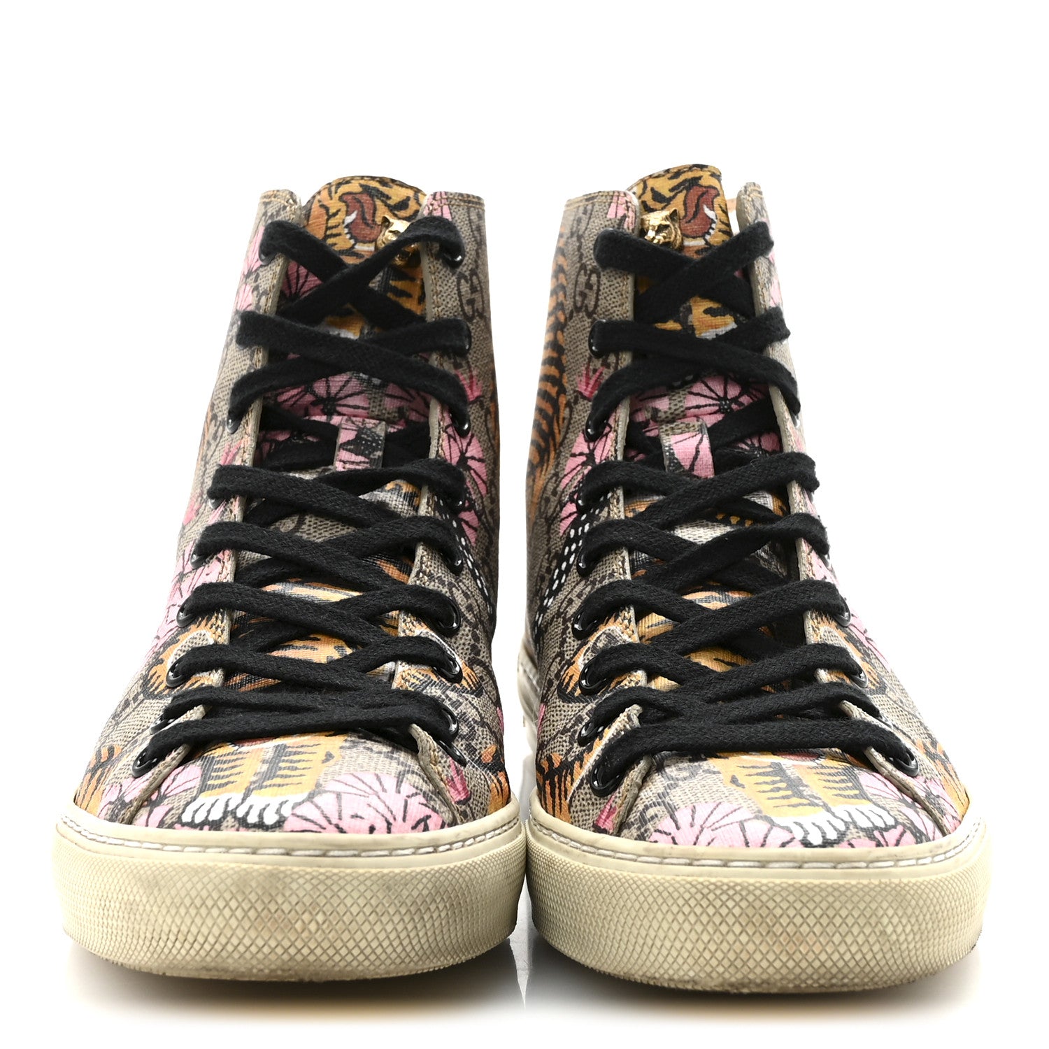 Gucci GG Supreme Monogram Bengal Pearl Womens High Top Sneakers 38 Beige Pink 3 of 10