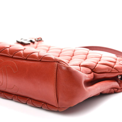 Chanel Lambskin Quilted Small New Bubble Quilt Tote Red 9 of 10