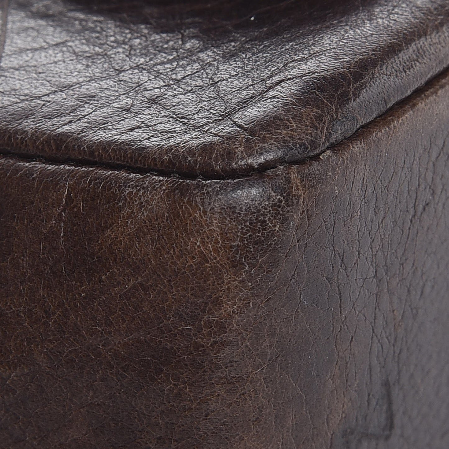 Calfskin Embossed Medium Flap Dark Brown