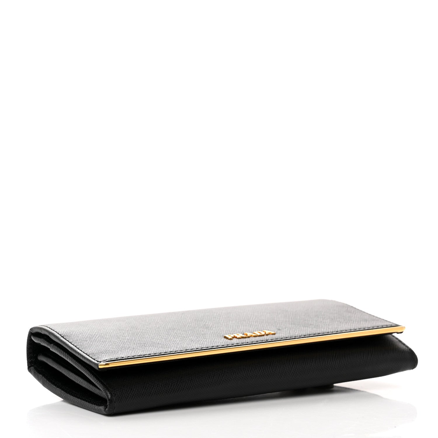 Prada Saffiano Metal Bar Continental Flap Wallet Black 5 of 7