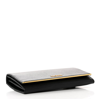 Prada Saffiano Metal Bar Continental Flap Wallet Black 5 of 7
