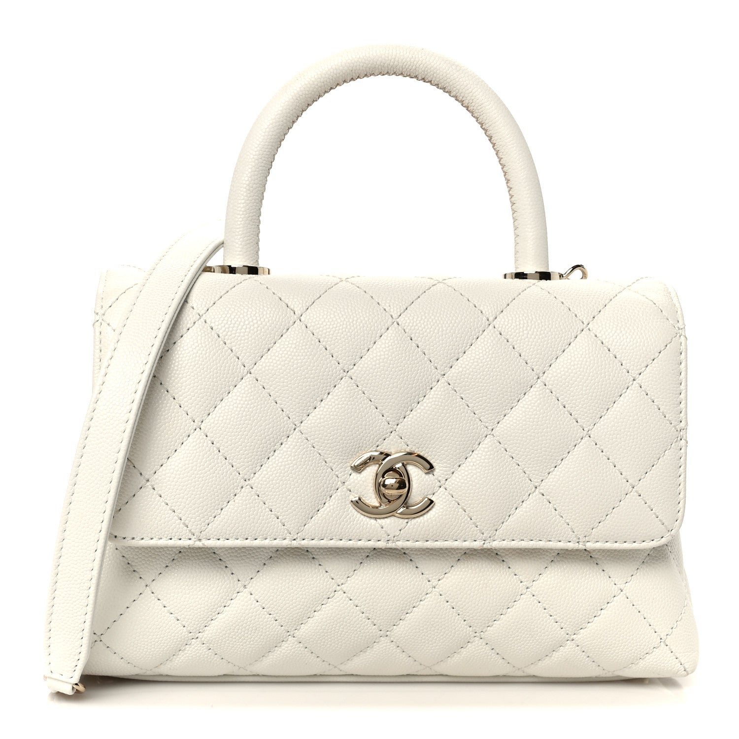 Chanel Caviar Quilted Mini Coco Handle Flap White 1 of 12