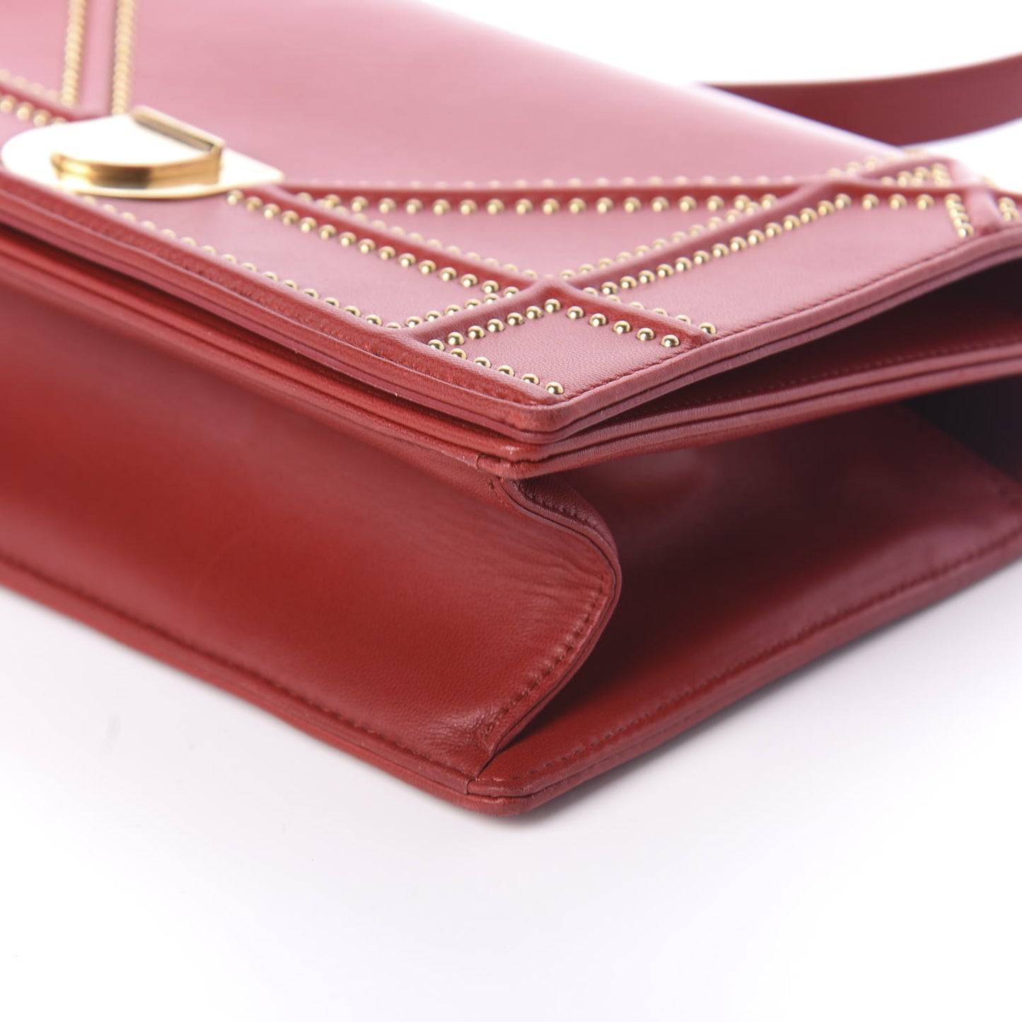 Calfskin Studded Medium Diorama Flap Bag Red