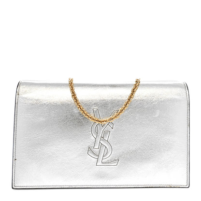 Saint Laurent Metallic Crinkled Calfskin Belle de Jour Chain Clutch Silver 1 of 16