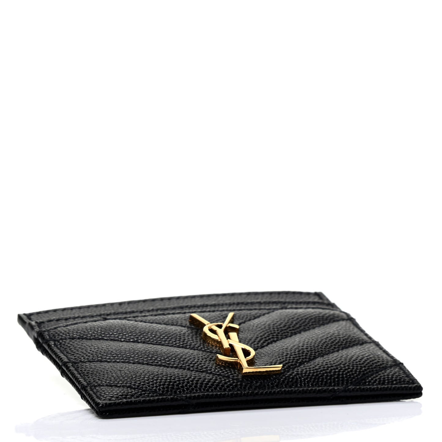 Grain De Poudre Matelasse Chevron Monogram Credit Card Case Black