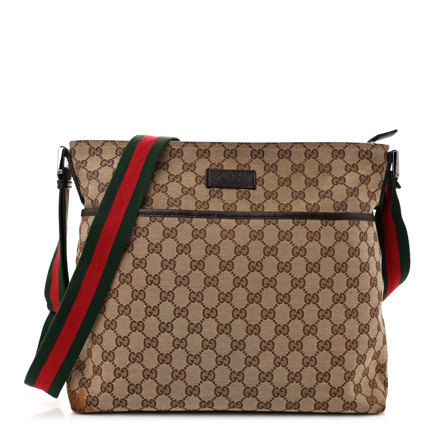 Monogram Web Medium Flat Messenger Bag Brown