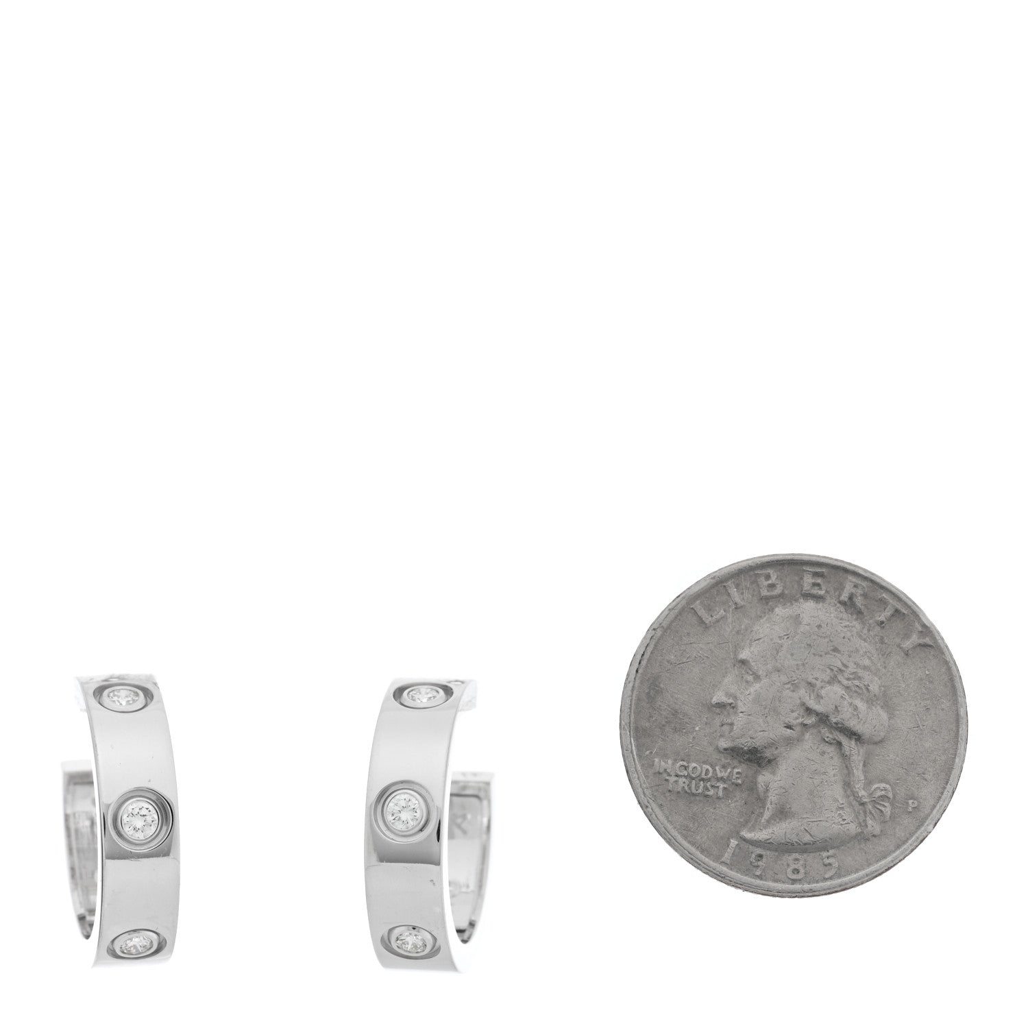 Cartier 18K White Gold 6 Diamond 5.5mm LOVE Hoop Earrings 2 of 4