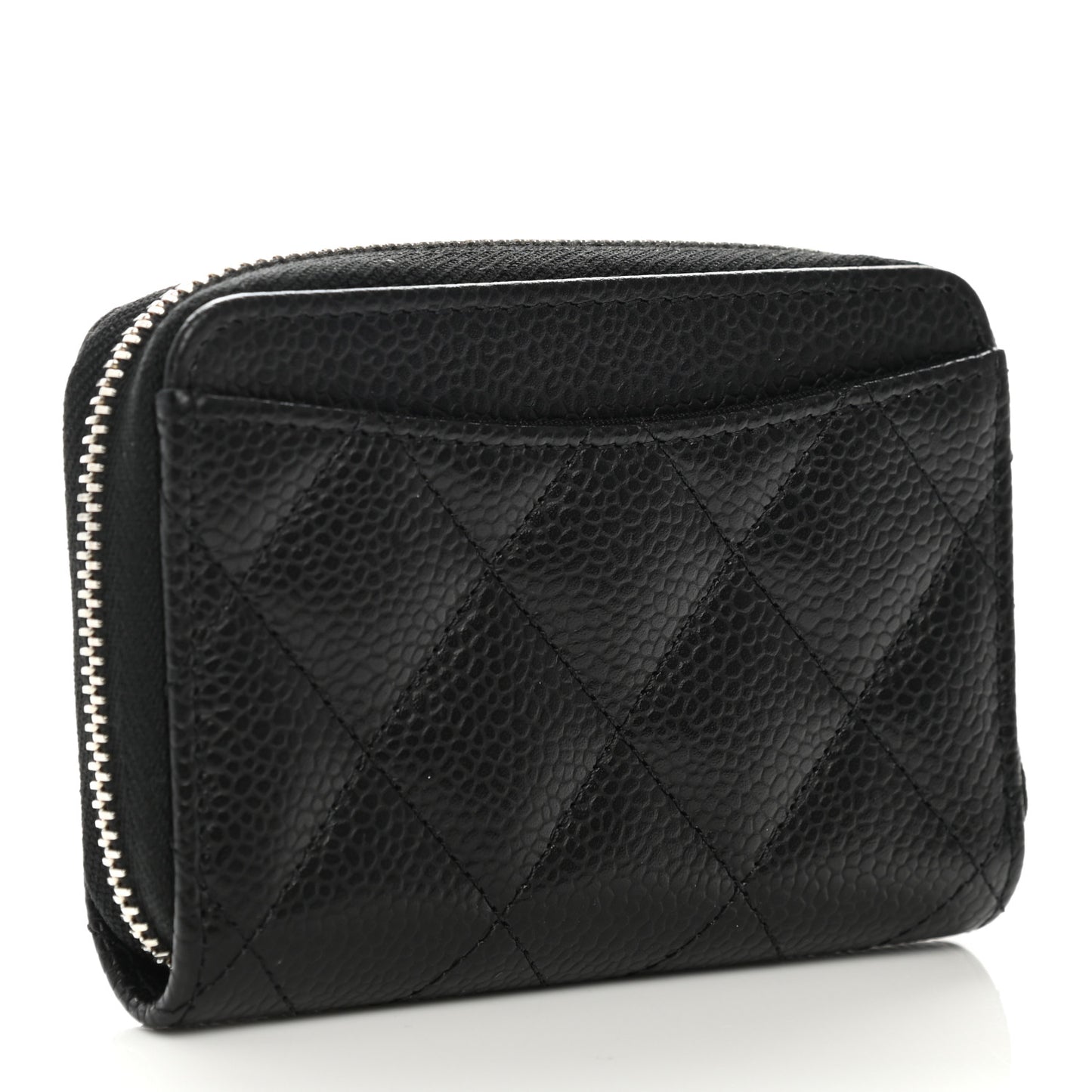 Caviar Quilted Classic Zipped Coin Purse Black