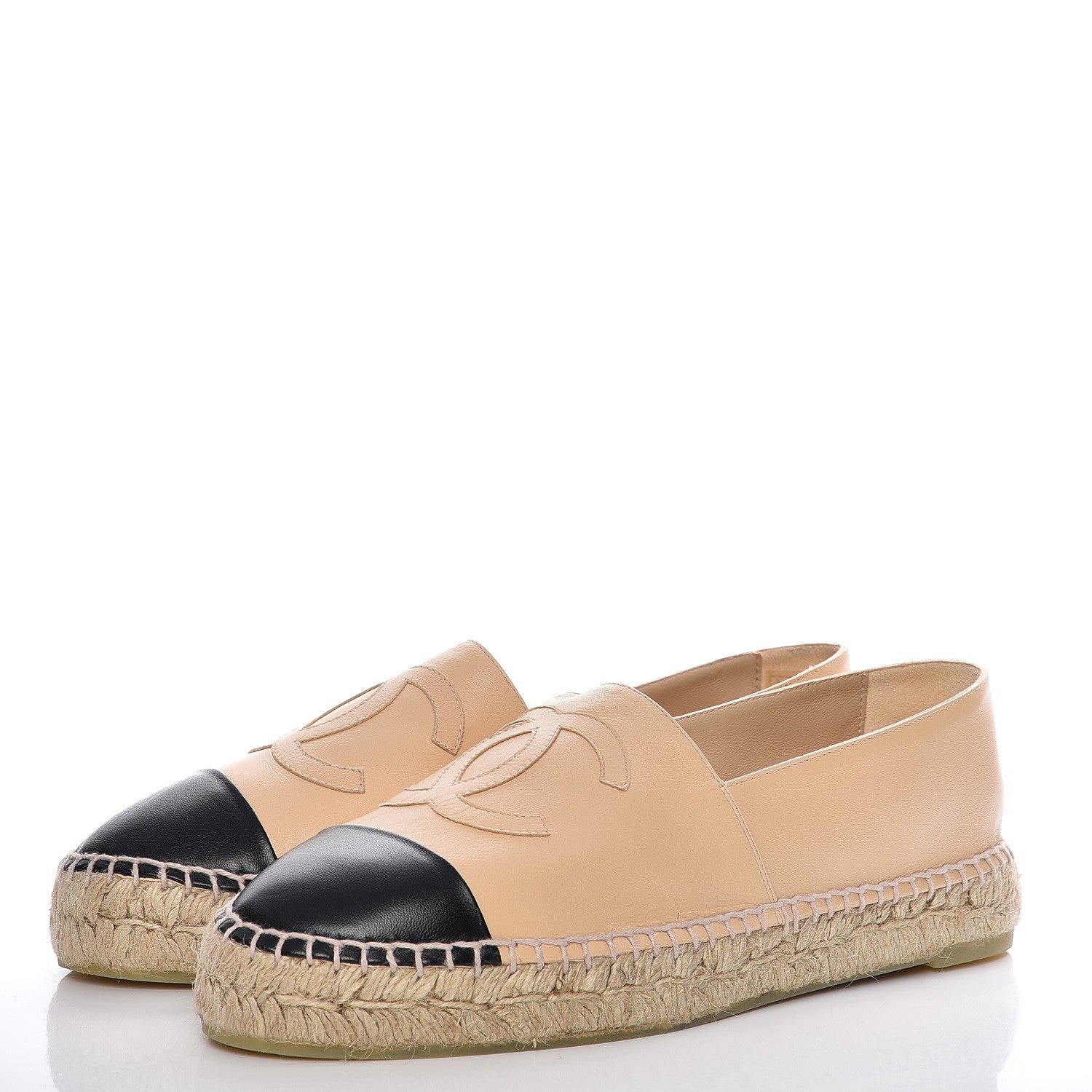 Chanel Lambskin CC Espadrilles 41 Beige Black 3 of 9