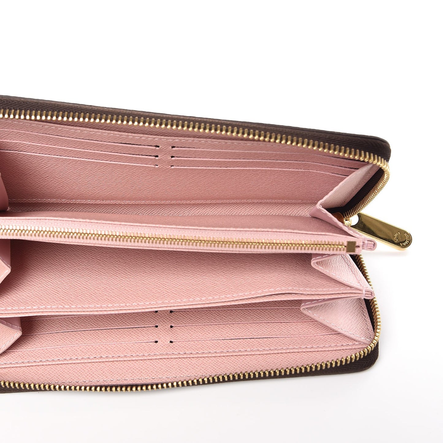 Damier Ebene Zippy Wallet Rose Ballerine