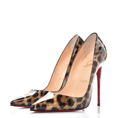 Christian Louboutin Patent Leopardino So Kate 120 Pumps 38 Brown 3 of 11