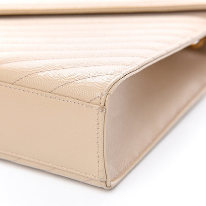 Saint Laurent Grain De Poudre Matelasse Chevron Large Monogram Satchel Nude Powder 8 of 11