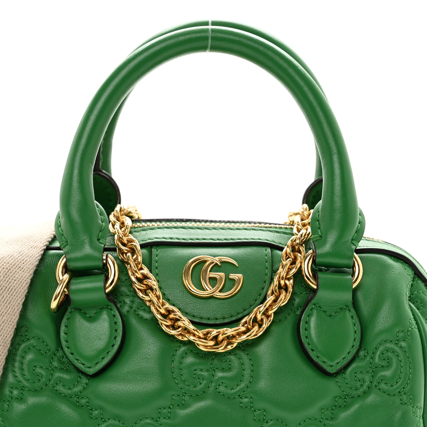 Calfskin GG Matelasse Mini Bowler Bag Spring Green Natural