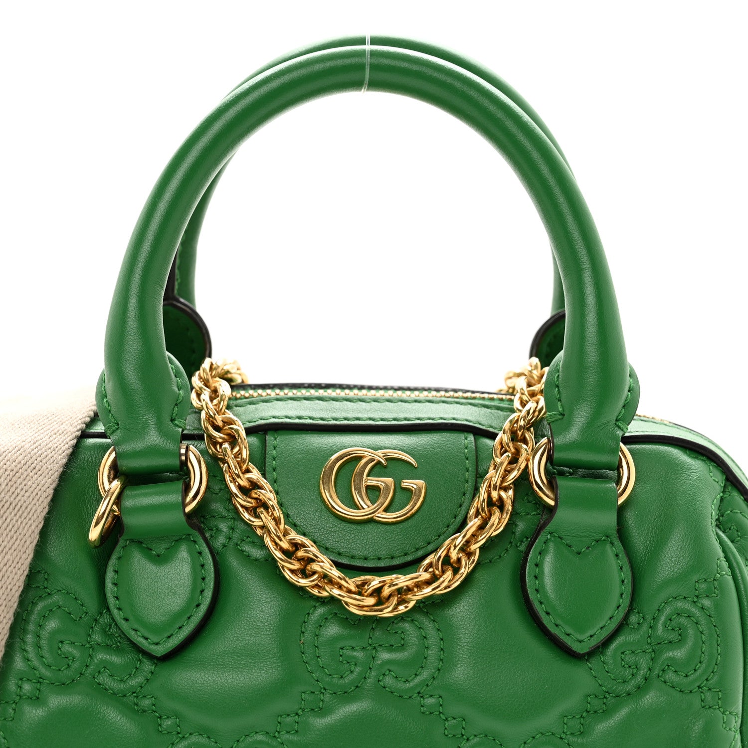 Gucci Calfskin GG Matelasse Mini Bowler Bag Spring Green Natural 5 of 12