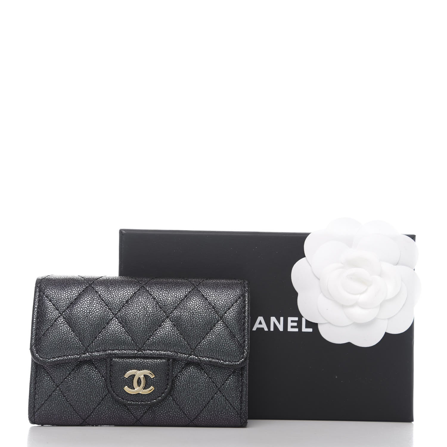 Chanel Iridescent Caviar Flap Quilted Card Holder Black 9 of 9