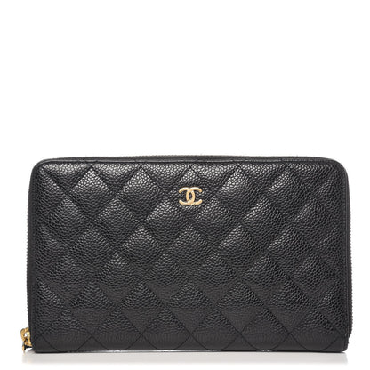 Chanel Caviar Quilted Large Zip Around Organizer Wallet Black 1 of 14