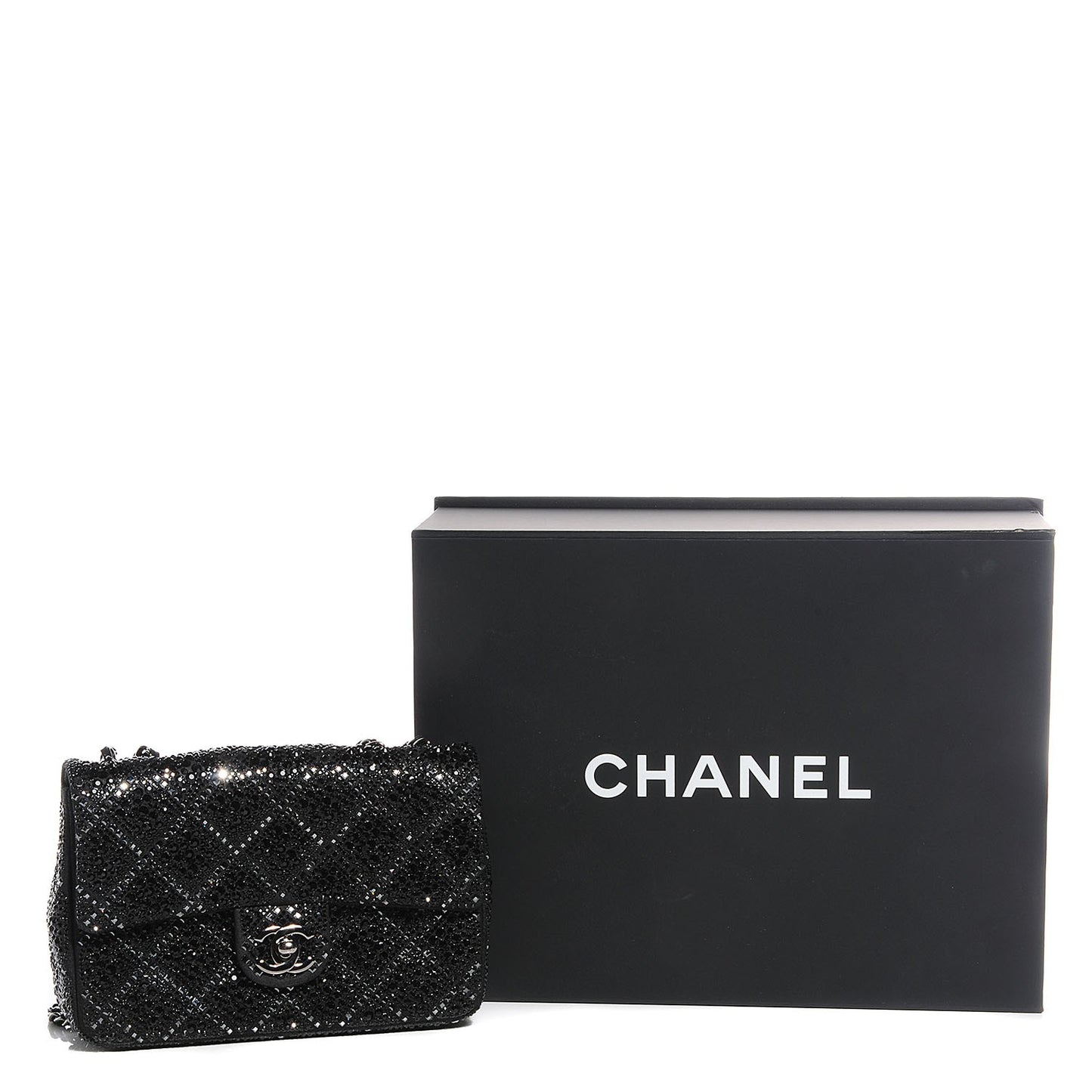 Strass Small Single Flap Black