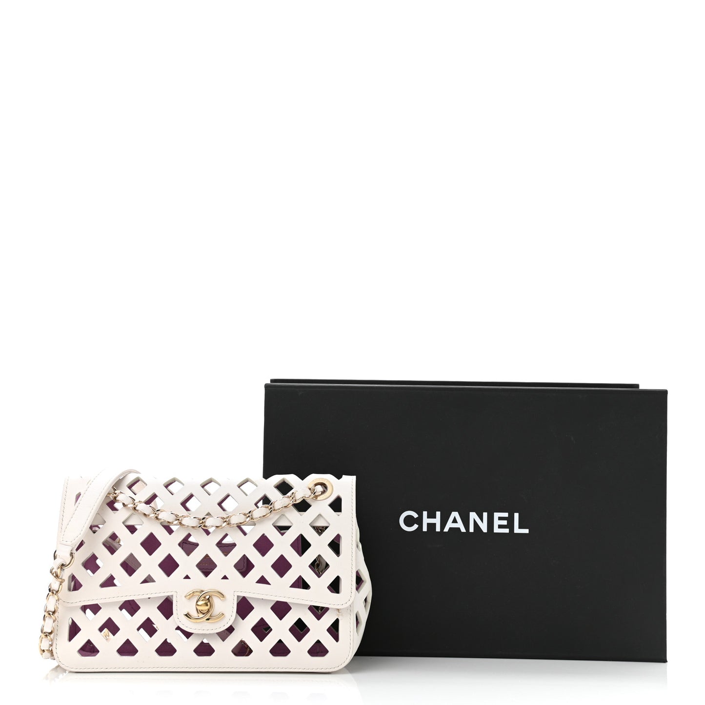 Lambskin Small Sea Through Flap White Multicolor