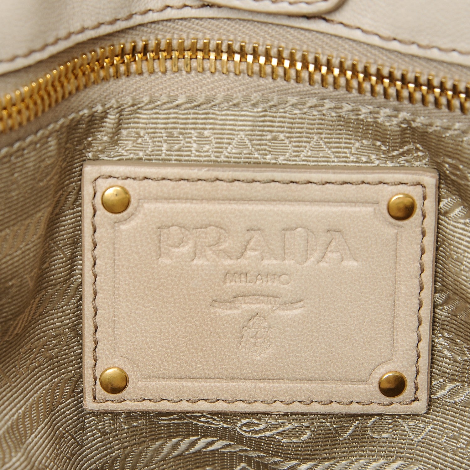 Prada Soft Calf Pleated Shopping Tote Talco 8 of 9