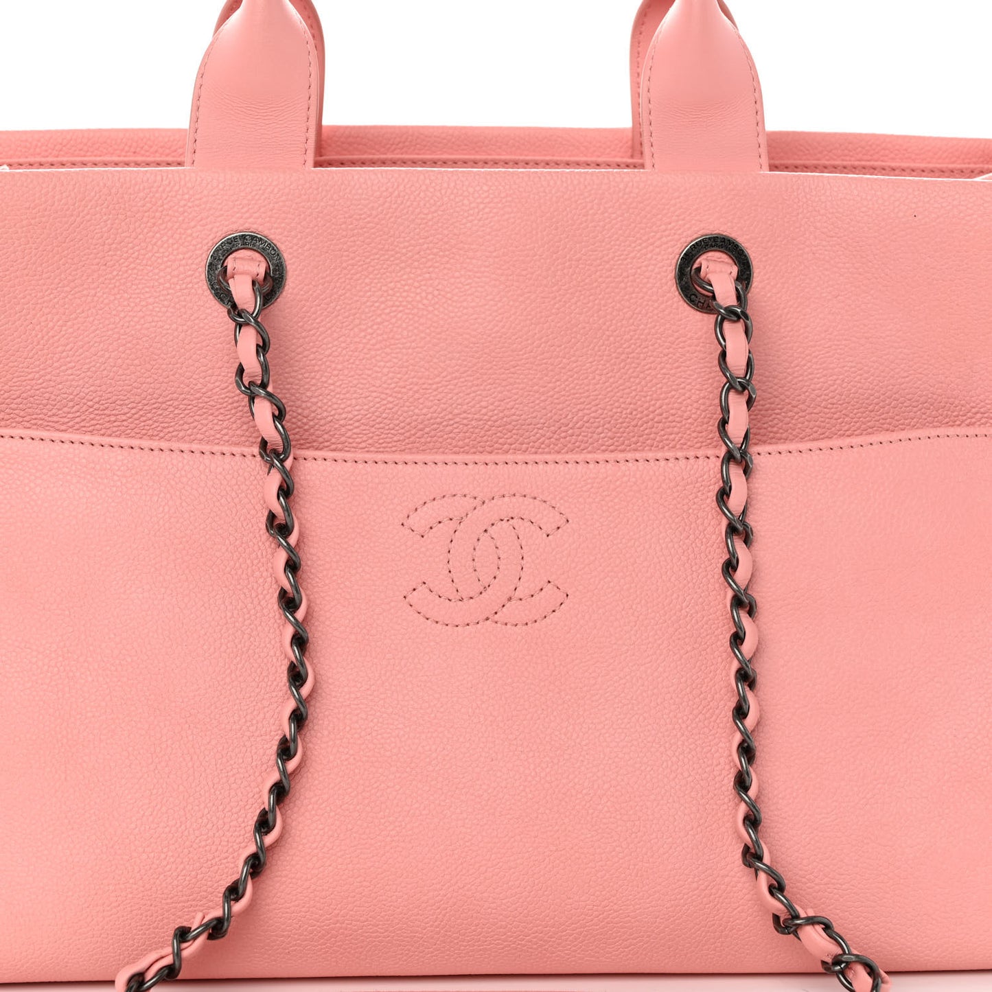 Caviar Lambskin Quilted Large Coco Break Shopping Bag Pink