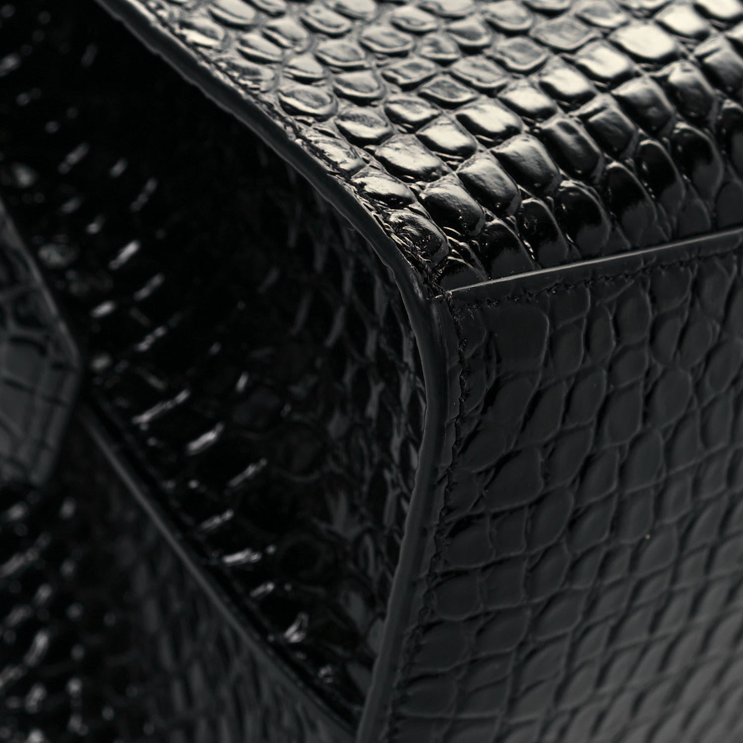 Balenciaga Shiny Supple Calfskin Crocodile Embossed Brass Hardware Neo Classic City Black 7 of 11