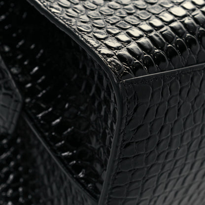 Balenciaga Shiny Supple Calfskin Crocodile Embossed Brass Hardware Neo Classic City Black 7 of 11
