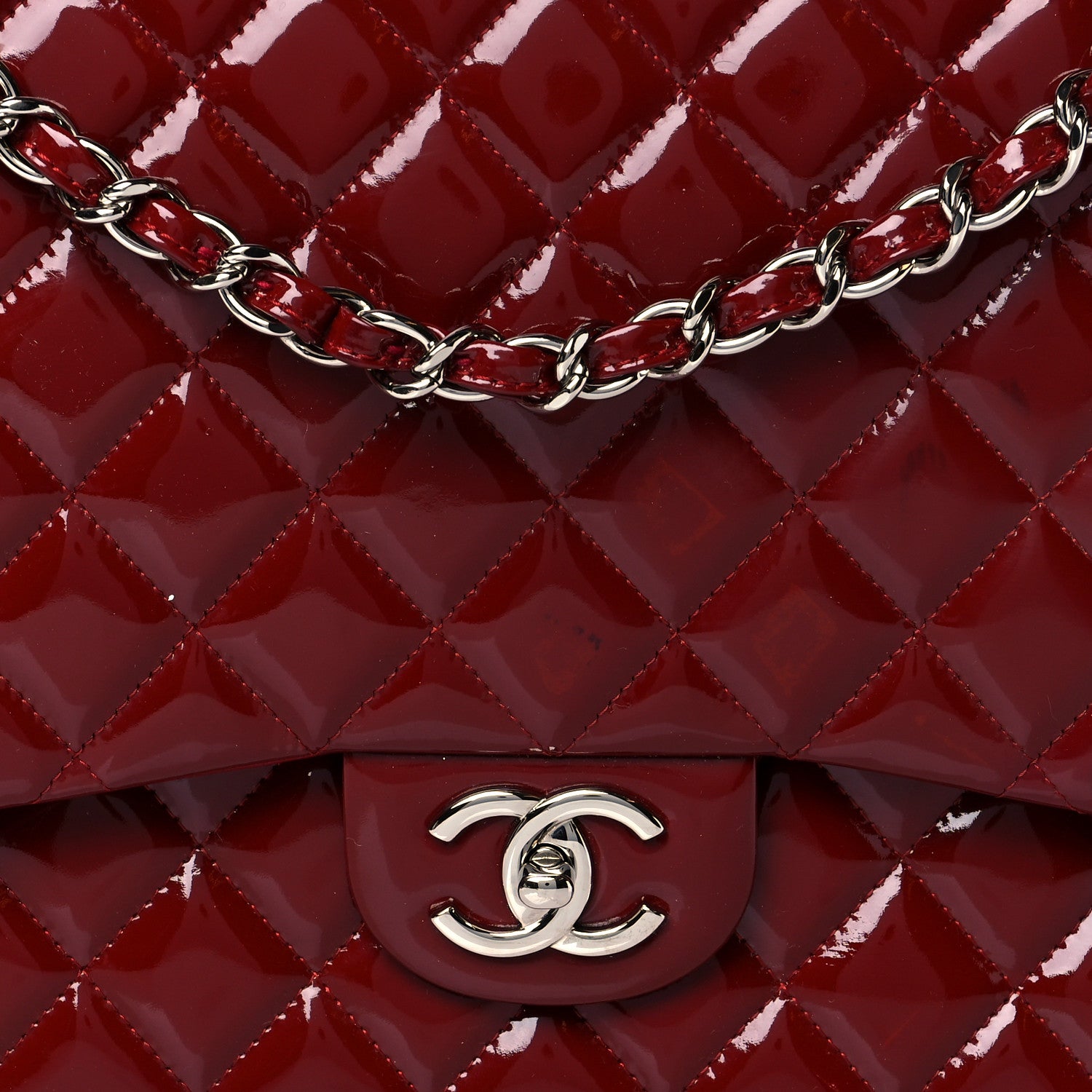 Chanel Patent Quilted Maxi Double Flap Red 8 of 11