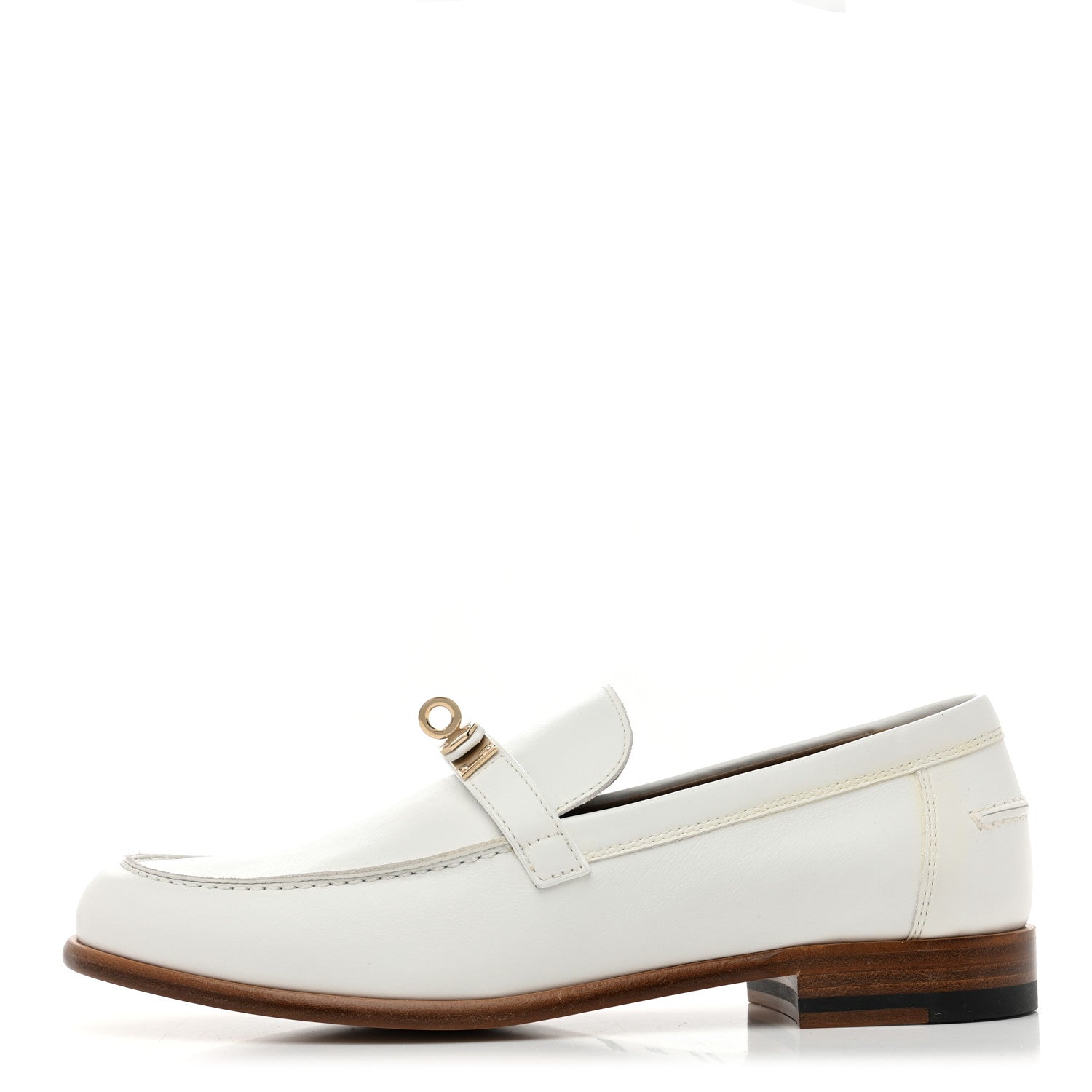 Hermes Calfskin Womens Destin Loafers 38.5 White 1 of 10