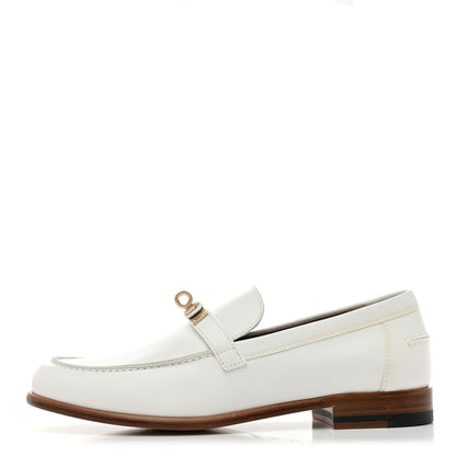 Hermes Calfskin Womens Destin Loafers 38.5 White 1 of 10