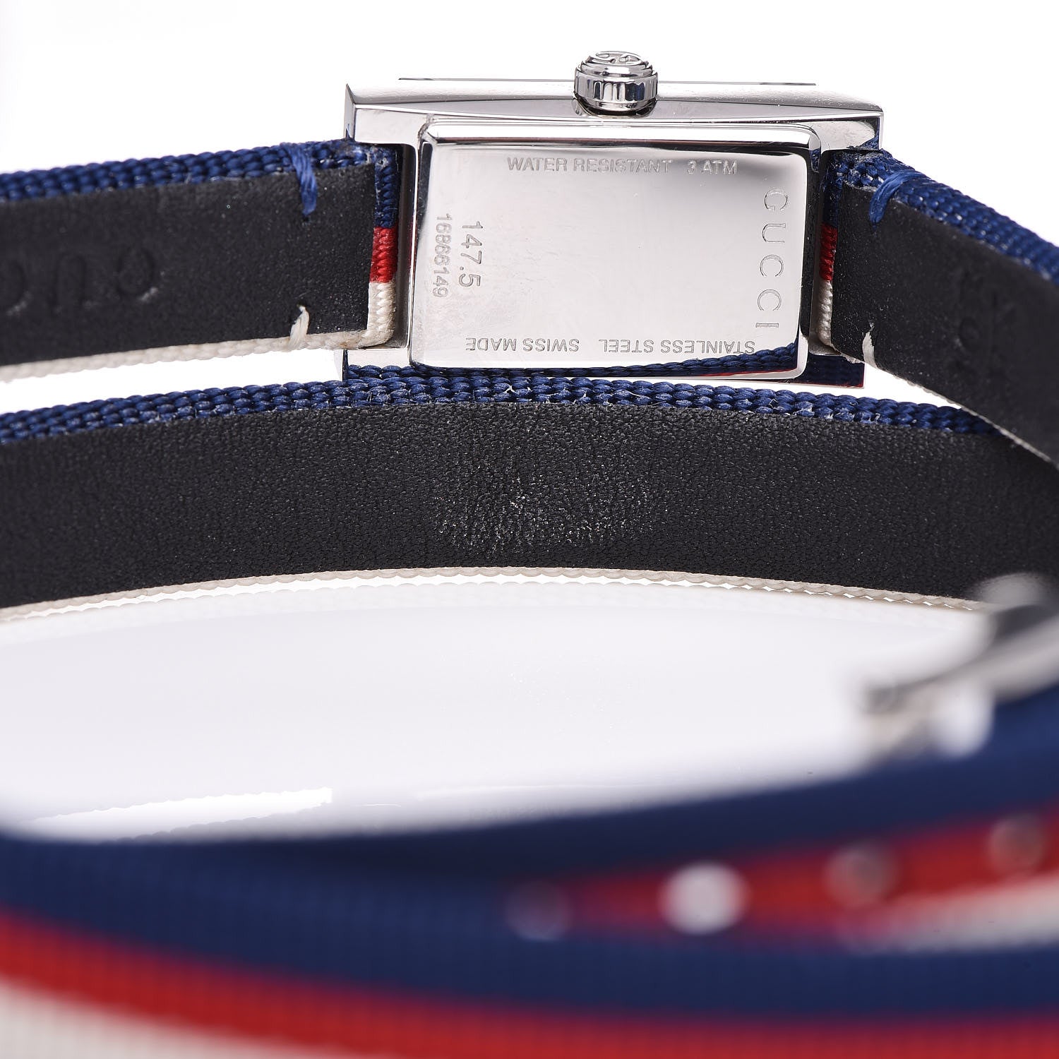 Gucci Stainless Steel Nylon 14mm Web G-Frame Triple Wrap Quartz Watch Blue 8 of 8