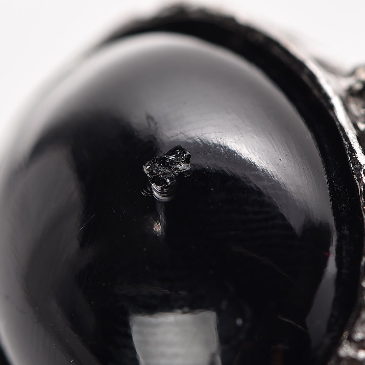 Glass Cabochon Gunmetal Arty Ovale Ring 6 Black