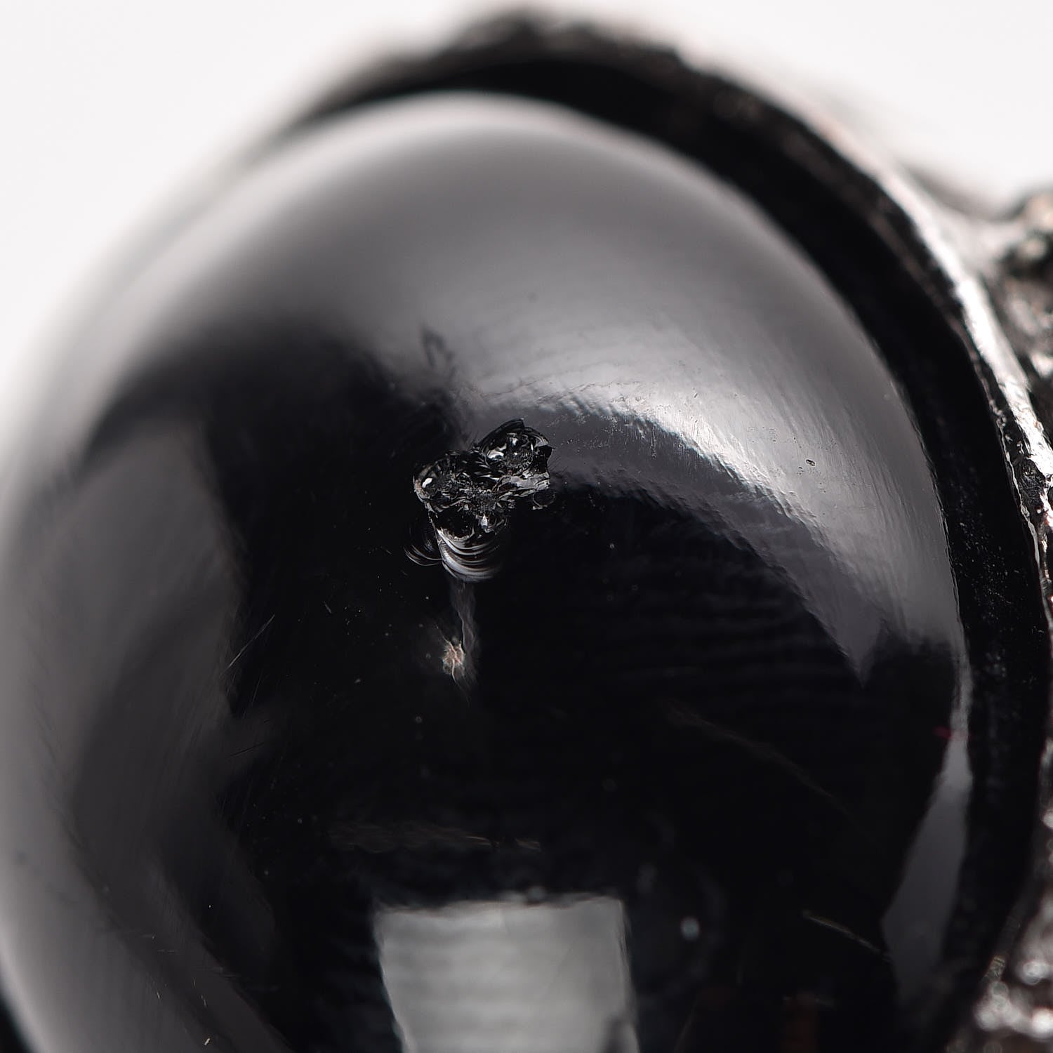 Saint Laurent Glass Cabochon Gunmetal Arty Ovale Ring 6 Black 6 of 7