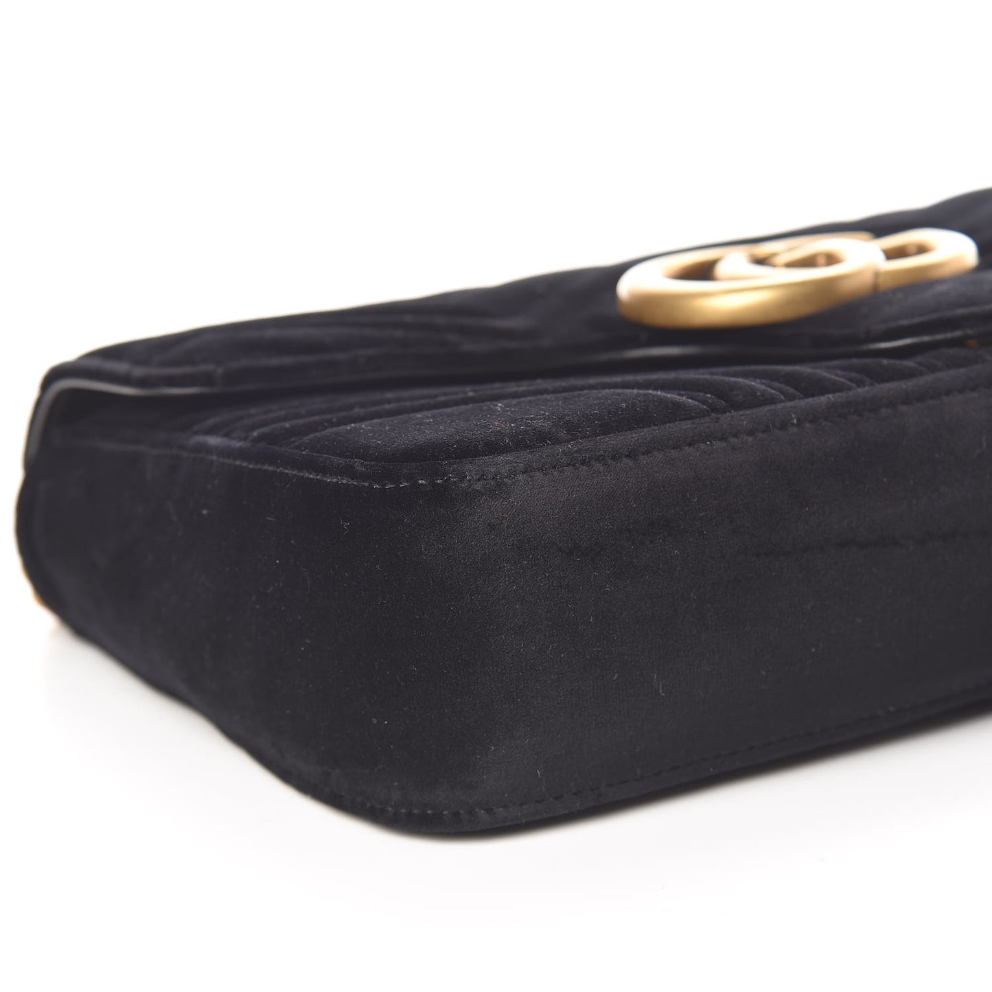 Velvet Matelasse Medium GG Marmont Shoulder Bag Black