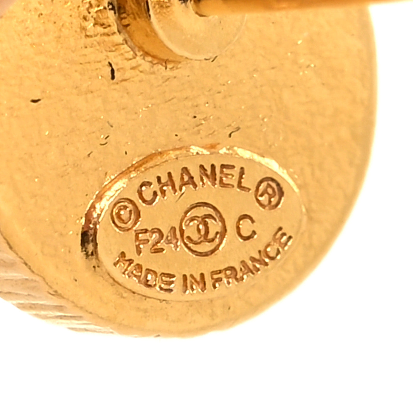 Chanel Resin CC Round Earrings Gold Black 4 of 4