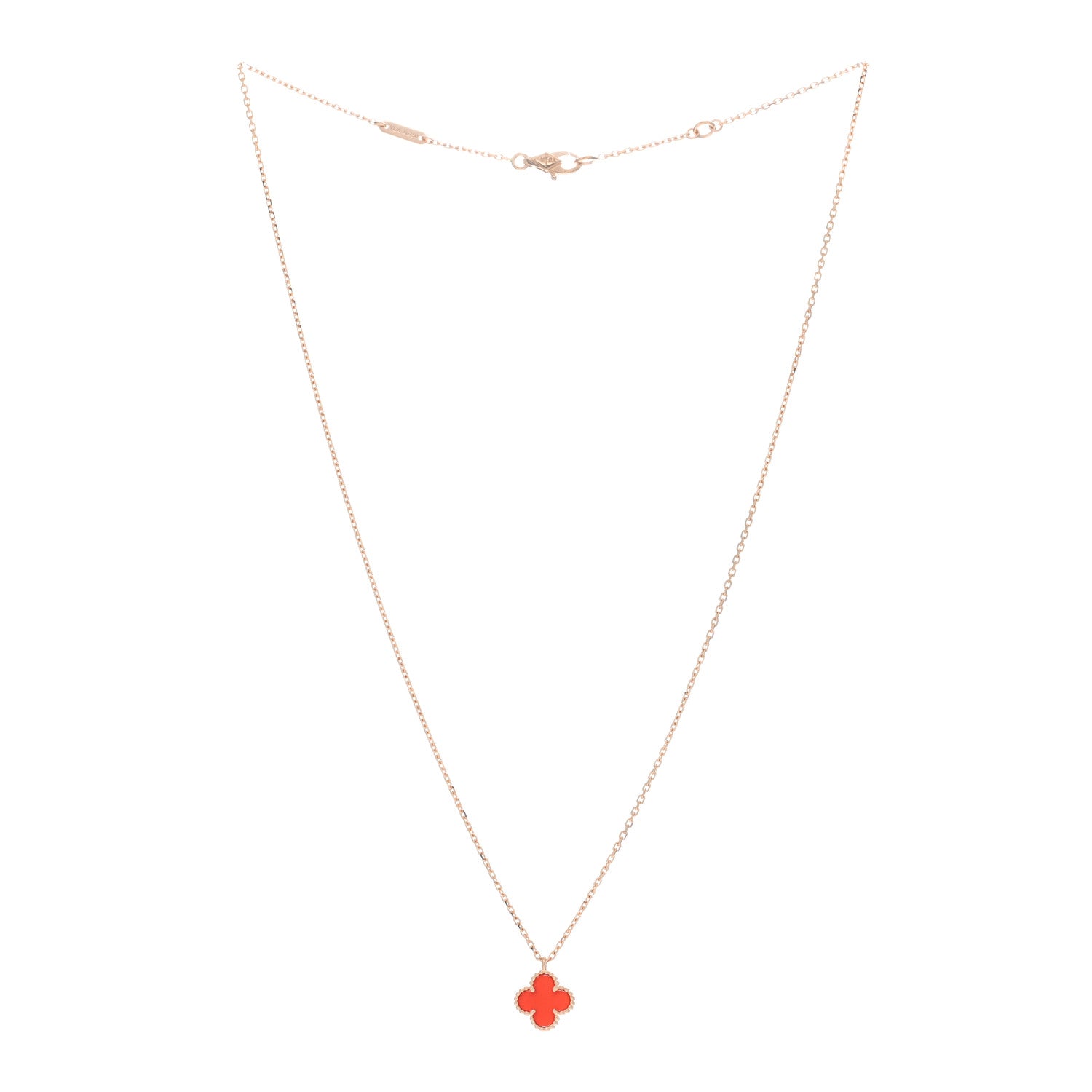 Van Cleef & Arpels VAN CLEEF & ARPELS 18K Rose Gold Carnelian Sweet Alhambra Pendant Necklace 2 of 5