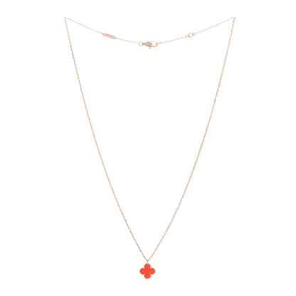 Van Cleef & Arpels VAN CLEEF & ARPELS 18K Rose Gold Carnelian Sweet Alhambra Pendant Necklace 2 of 5
