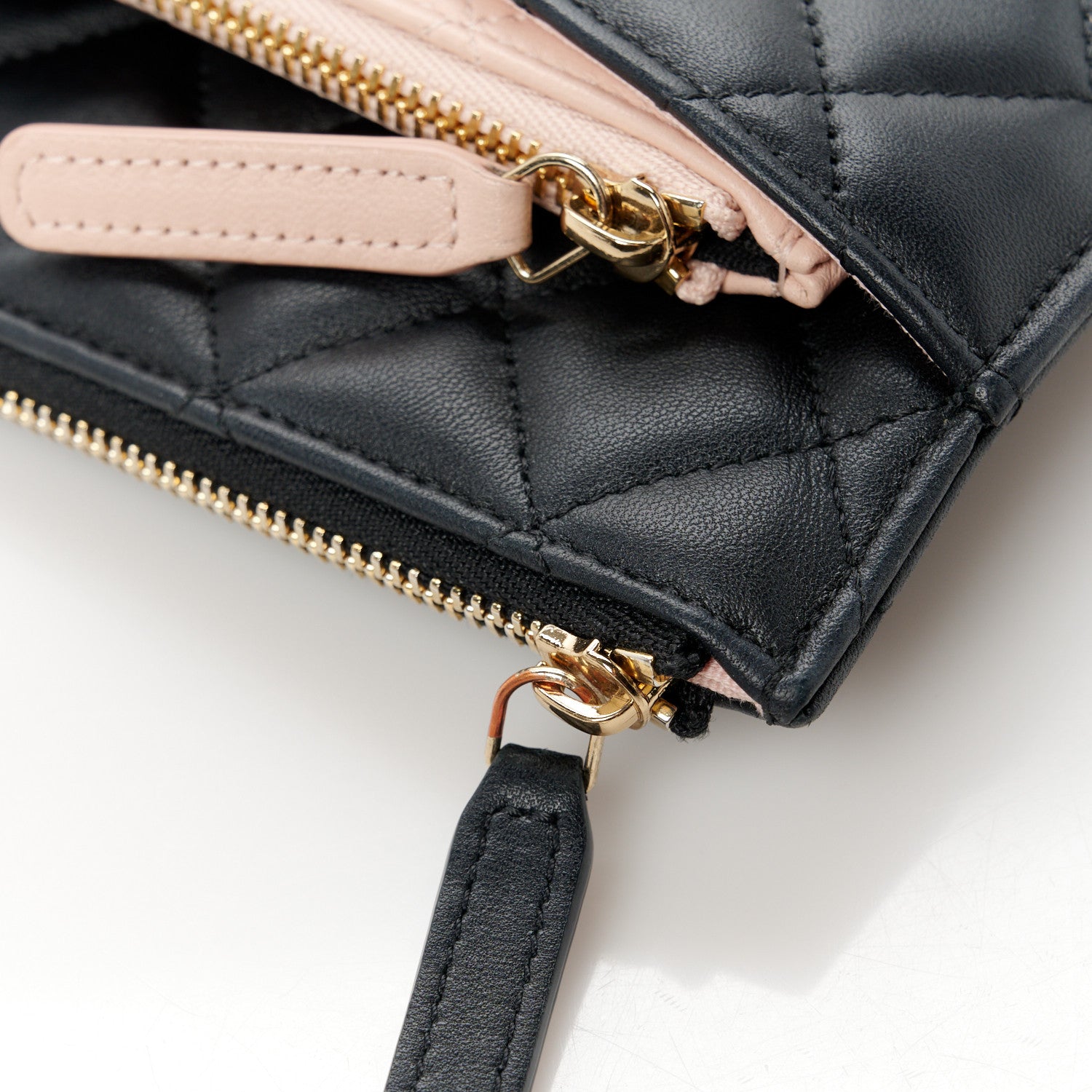 Chanel Lambskin Quilted Coco Mark Clutch Black Light Pink 13 of 13