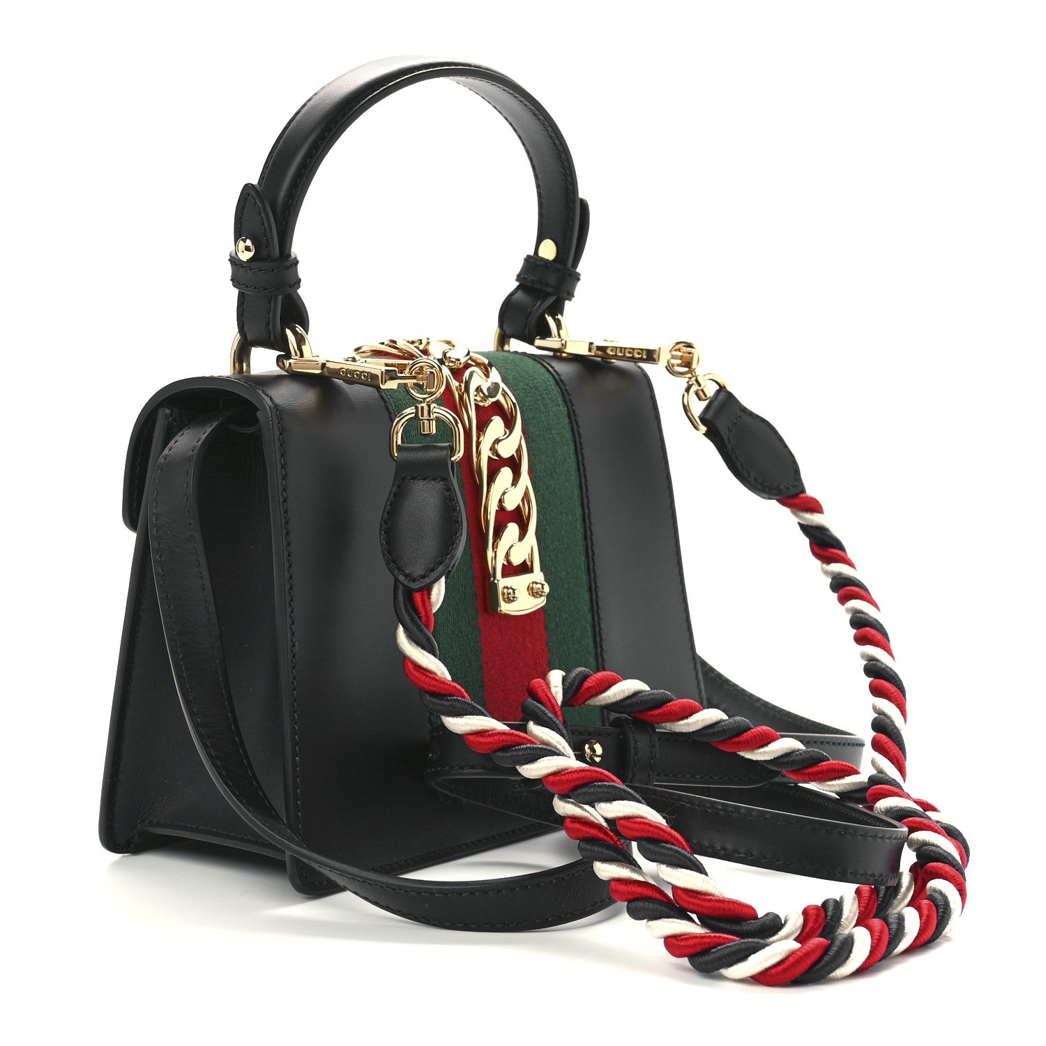 Gucci Calfskin Mini Sylvie Top Handle Bag Black 3 of 12