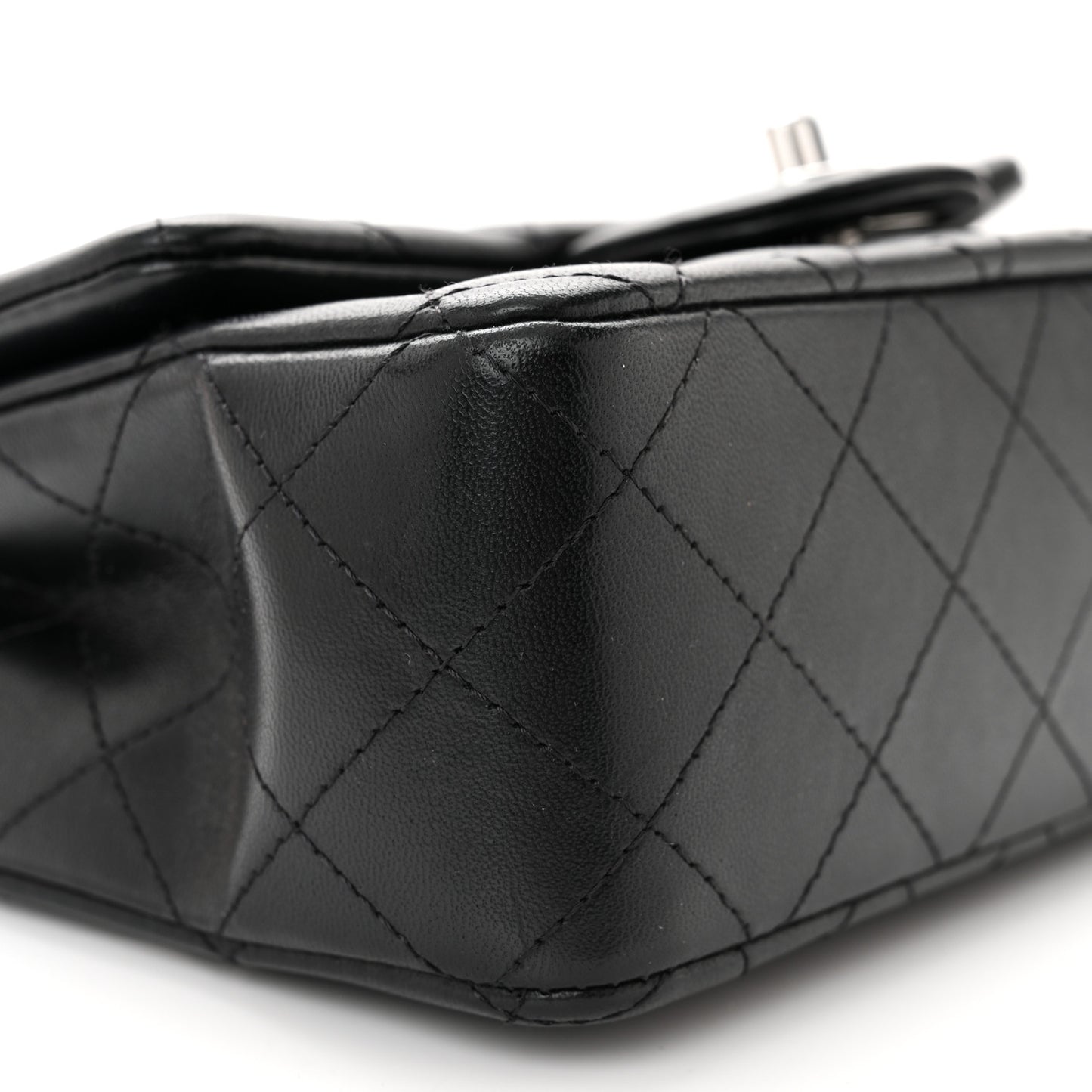 Lambskin Quilted Mini Rectangular Flap Black
