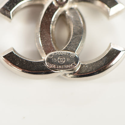 Chanel Baguette Crystal CC Earrings Silver 5 of 5