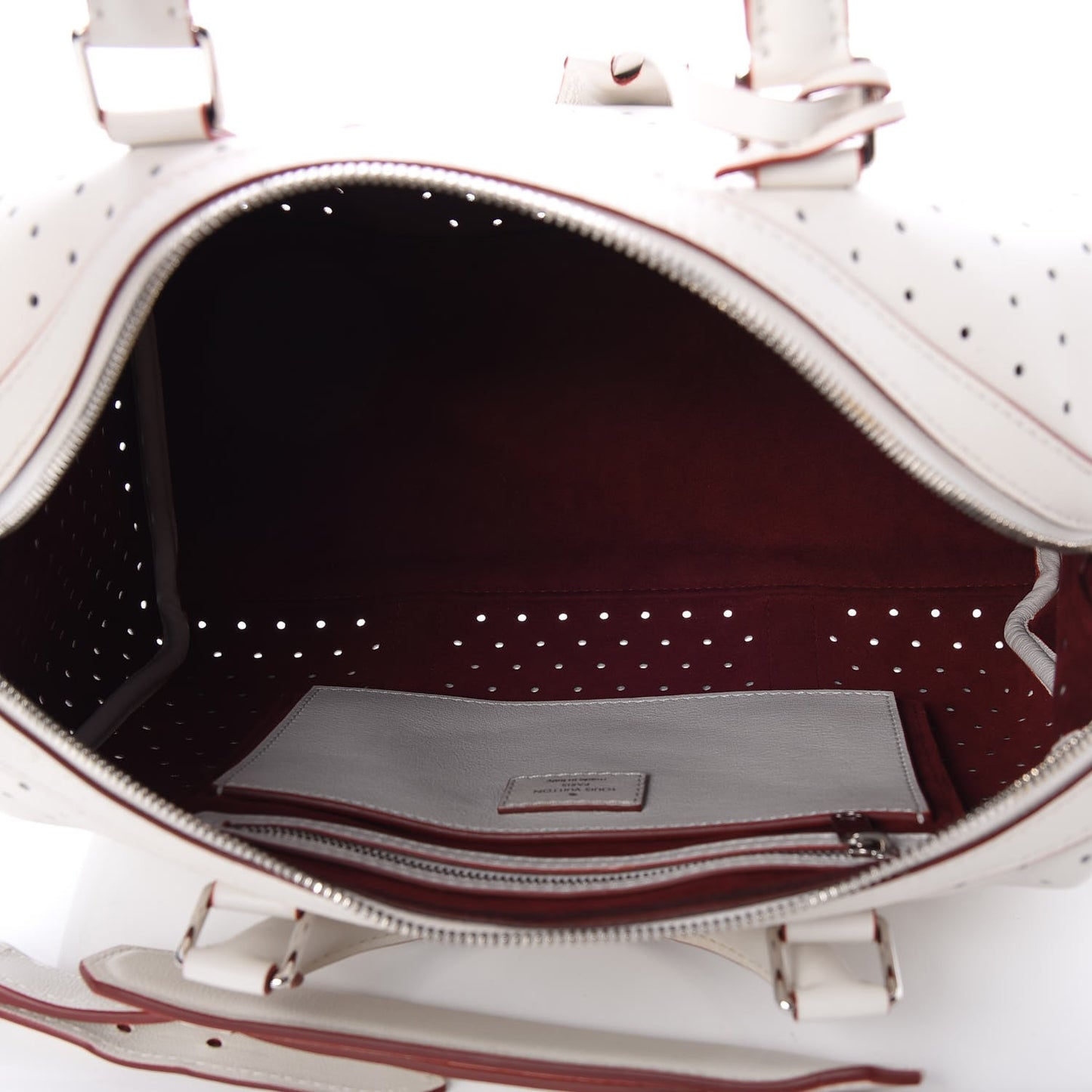 Veau Soie Calfskin Perforated SC Bag PM White