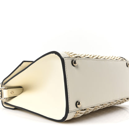 Valentino Garavani Wicker Calfskin Small VSling Top Handle Bag Natural White 8 of 9