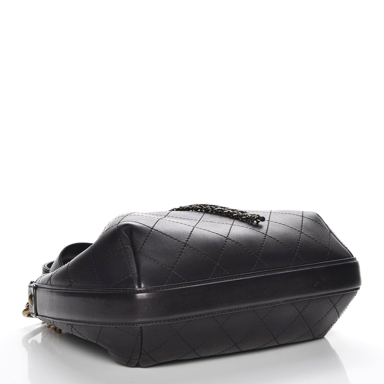 Chanel Calfskin Stitched Small Paris Rome Drawstring CC Bag Black